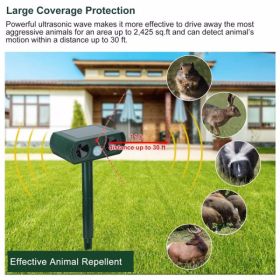 Ultrasonic Animal Repellent Solar Motion Sensor Repellent IPX4 Outdoor Waterproof Type, No Delivery On Weekends (Option: Green)