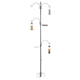 93inch Iron With Four Hooks, With Bird Feeder Black Courtyard Bird Feeder (Option: Black)